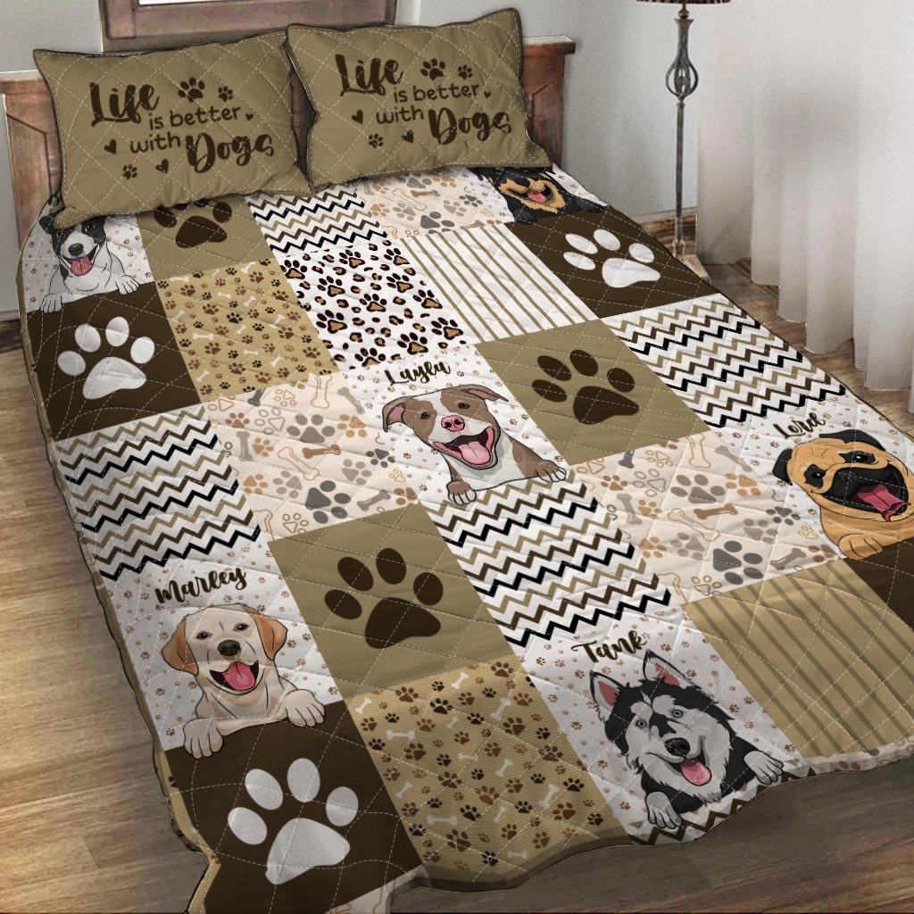 Cute Patterns Personalized Portrait Pets - Gift for dog lovers - Personalized Quilt Set