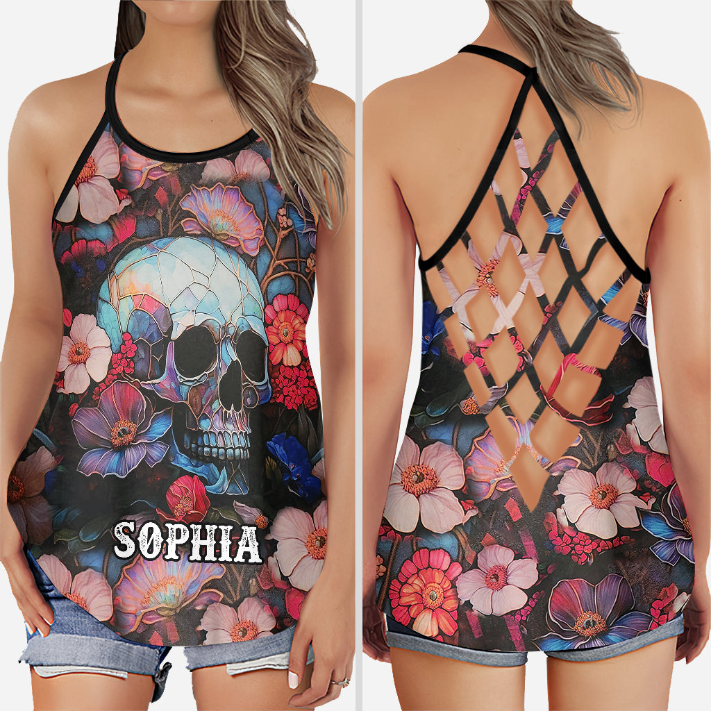 Discover Floral Skull Lover Personalized Skull Cross Tank Top