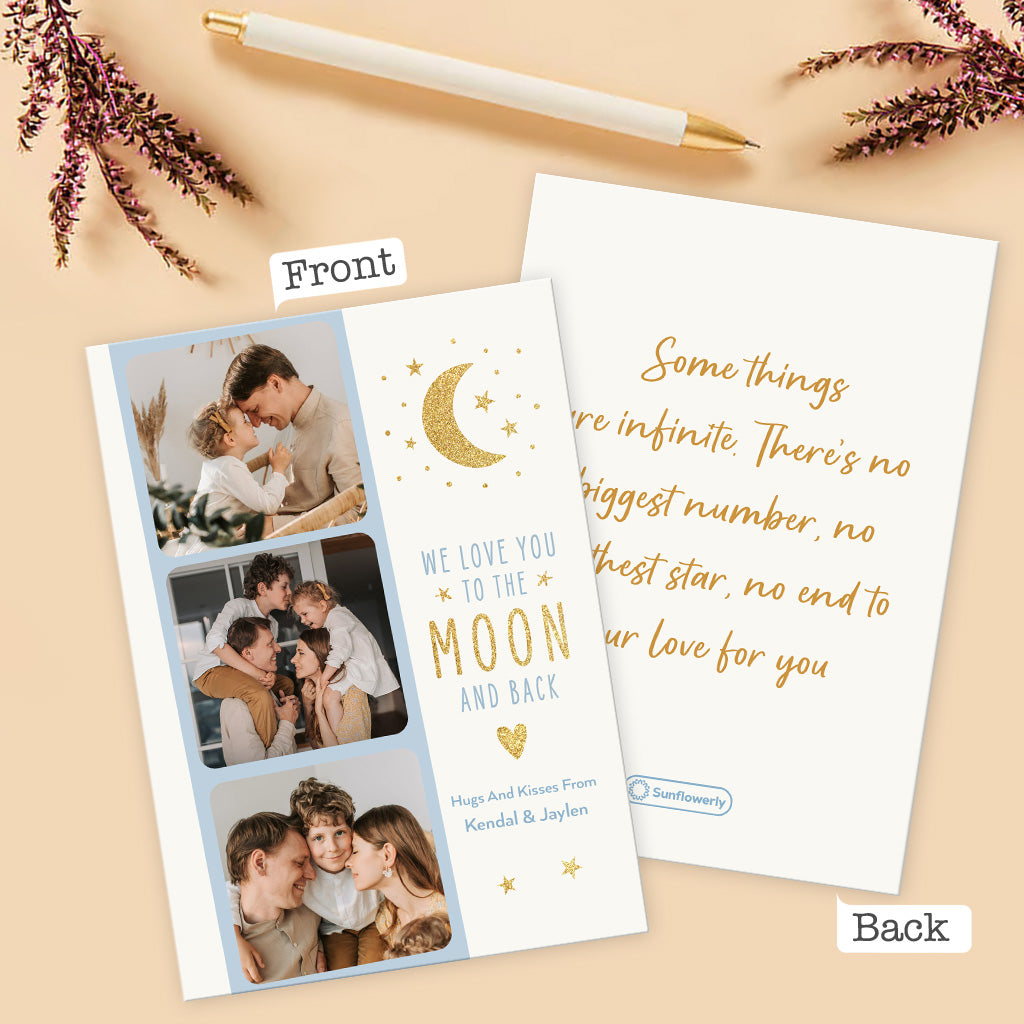 We Love You To The Moon And Back - Personalized Greeting Card