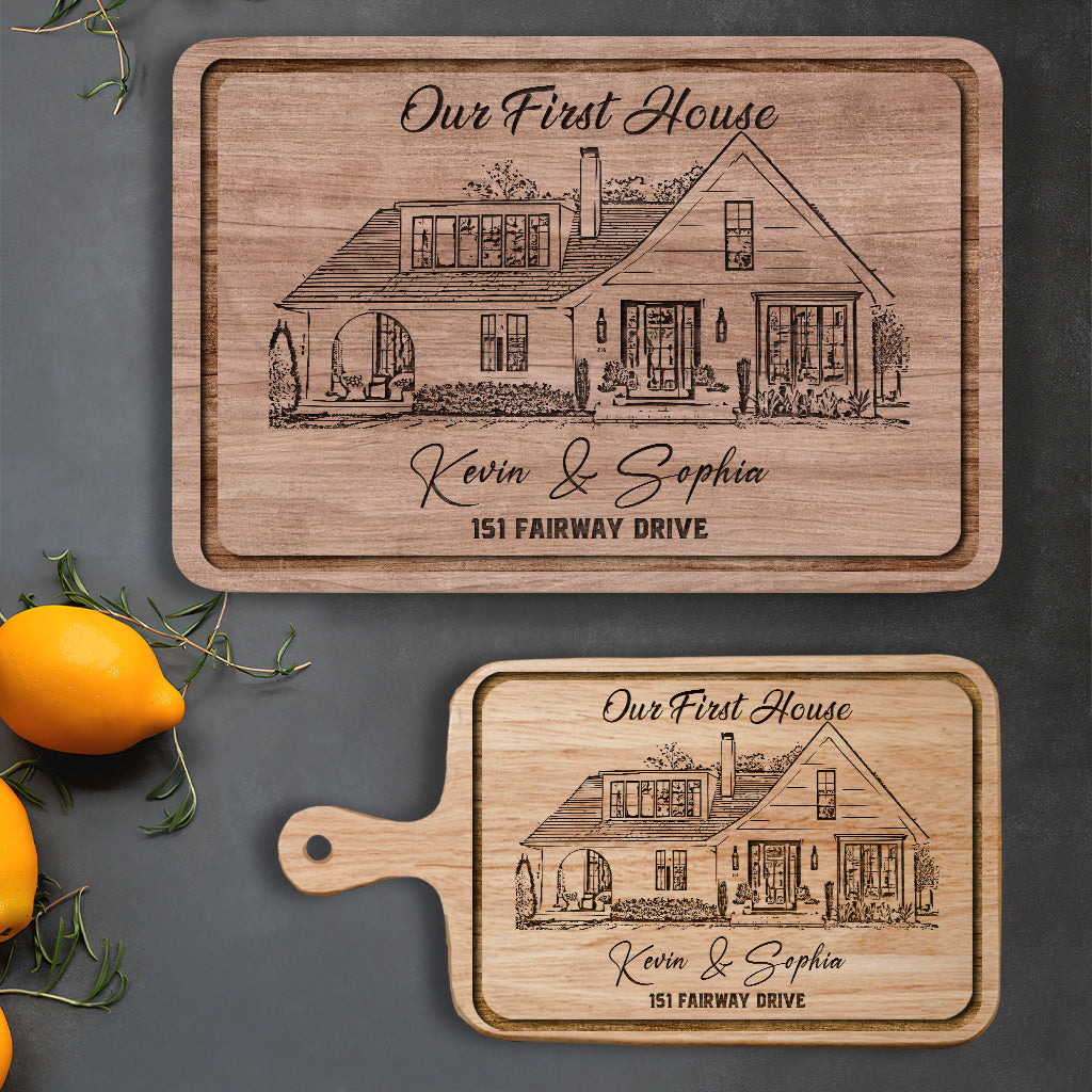 Our First House - Personalized Housewarming Cutting Board