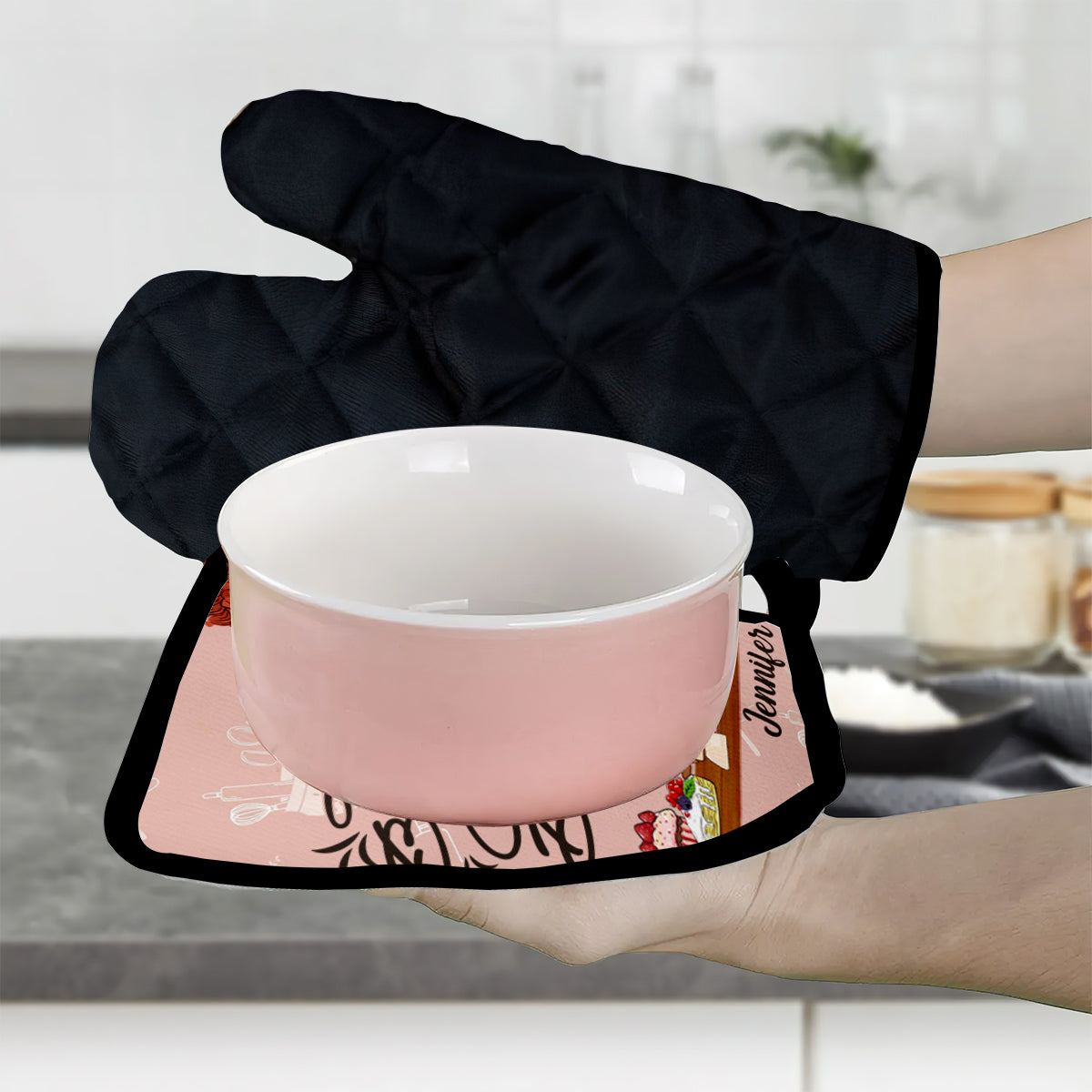 This B Can Bake - Personalized Baking Oven Mitts & Pot Holder Set