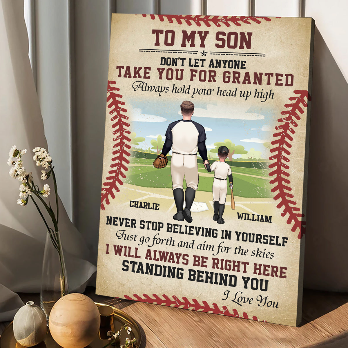 I Will Always Be Right Here - Personalized Baseball Canvas And Poster