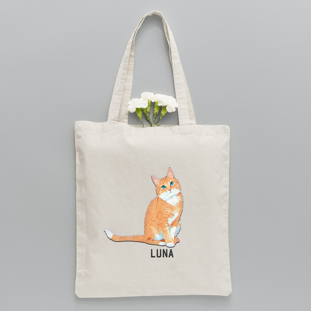 Custom 2D Photo - Personalized Cat Embroidered Tote Bag