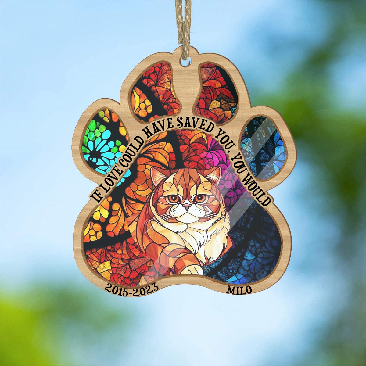 You Left Paw Prints On My Heart - Dog gift for who lose dog, who lose cat - Personalized Suncatcher