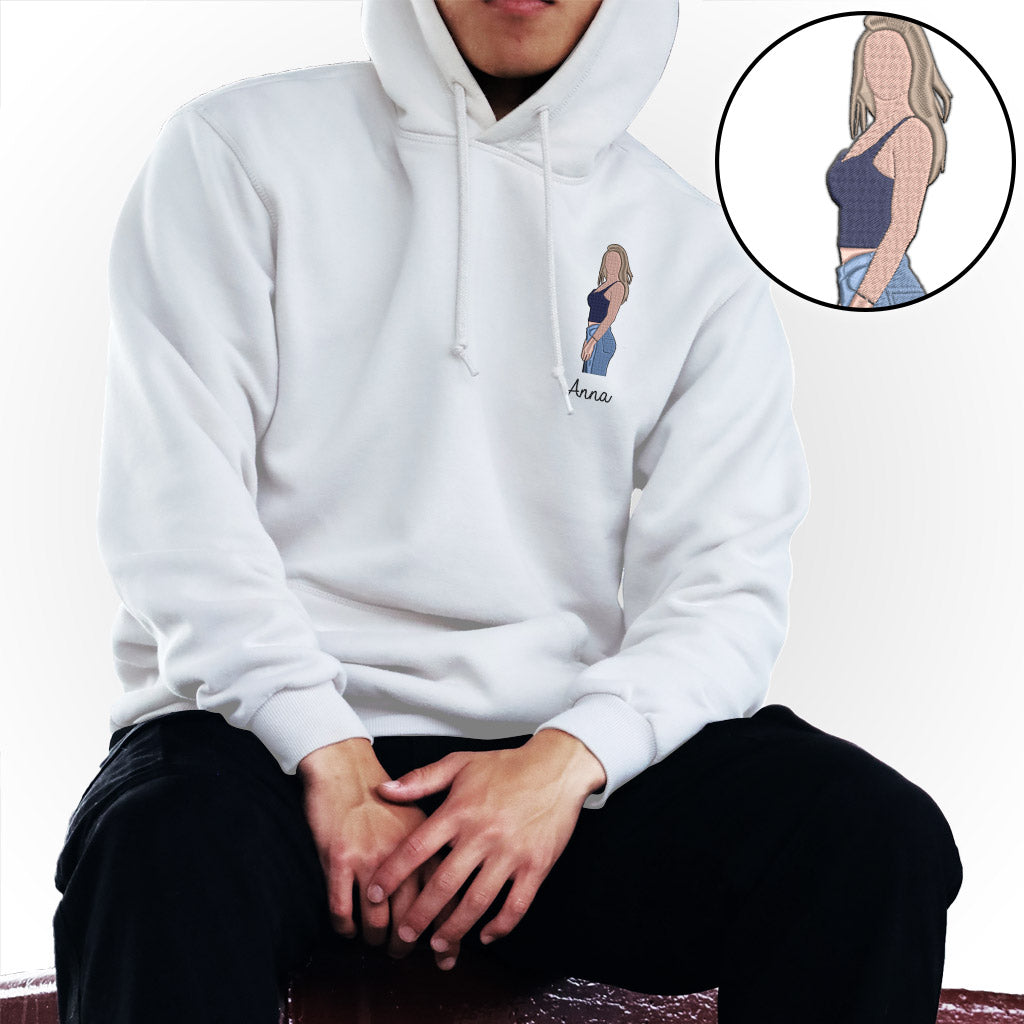 Custom 2D Photo - Personalized Sibling Embroidered Hoodie