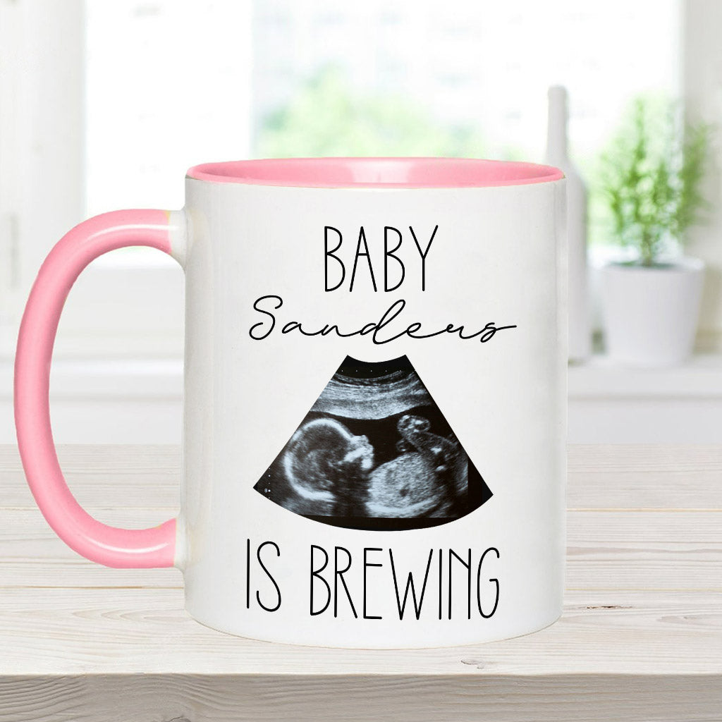 Baby Is Brewing Baby Ultrasound Photo - Pregnancy gift for wife - Personalized Accent Mug