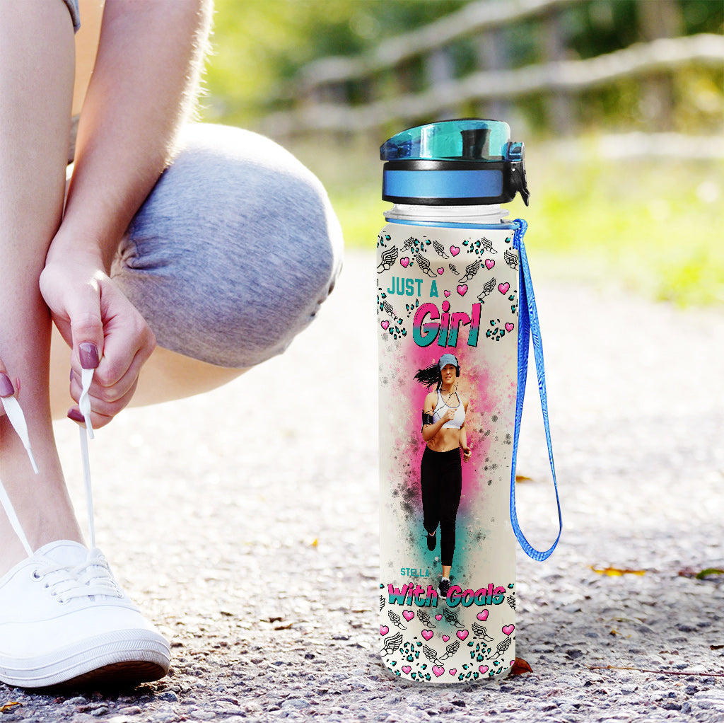 Just A Girl With Goals - Personalized Running Water Tracker Bottle