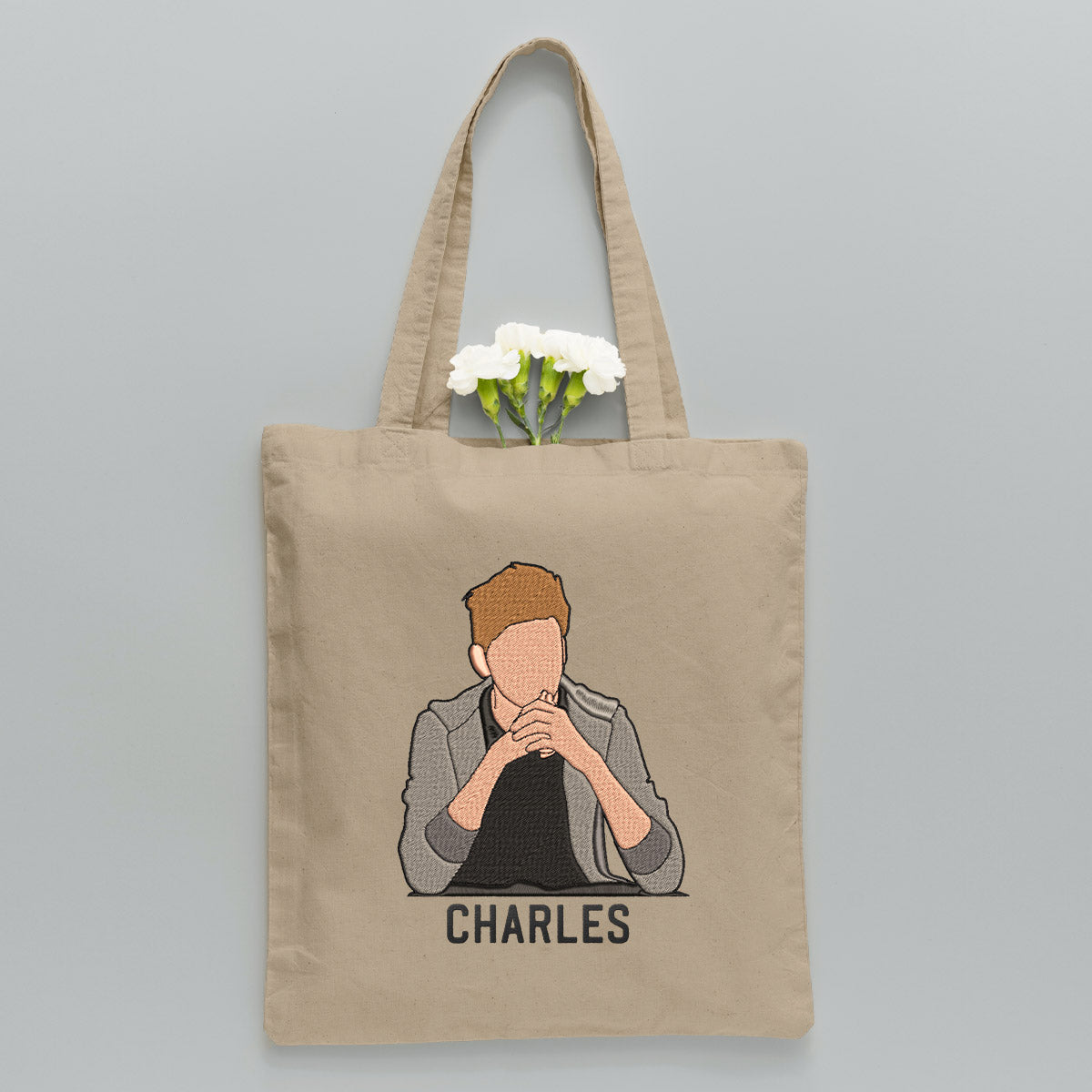 Custom 2D Photo - Personalized grandson Embroidered Tote Bag