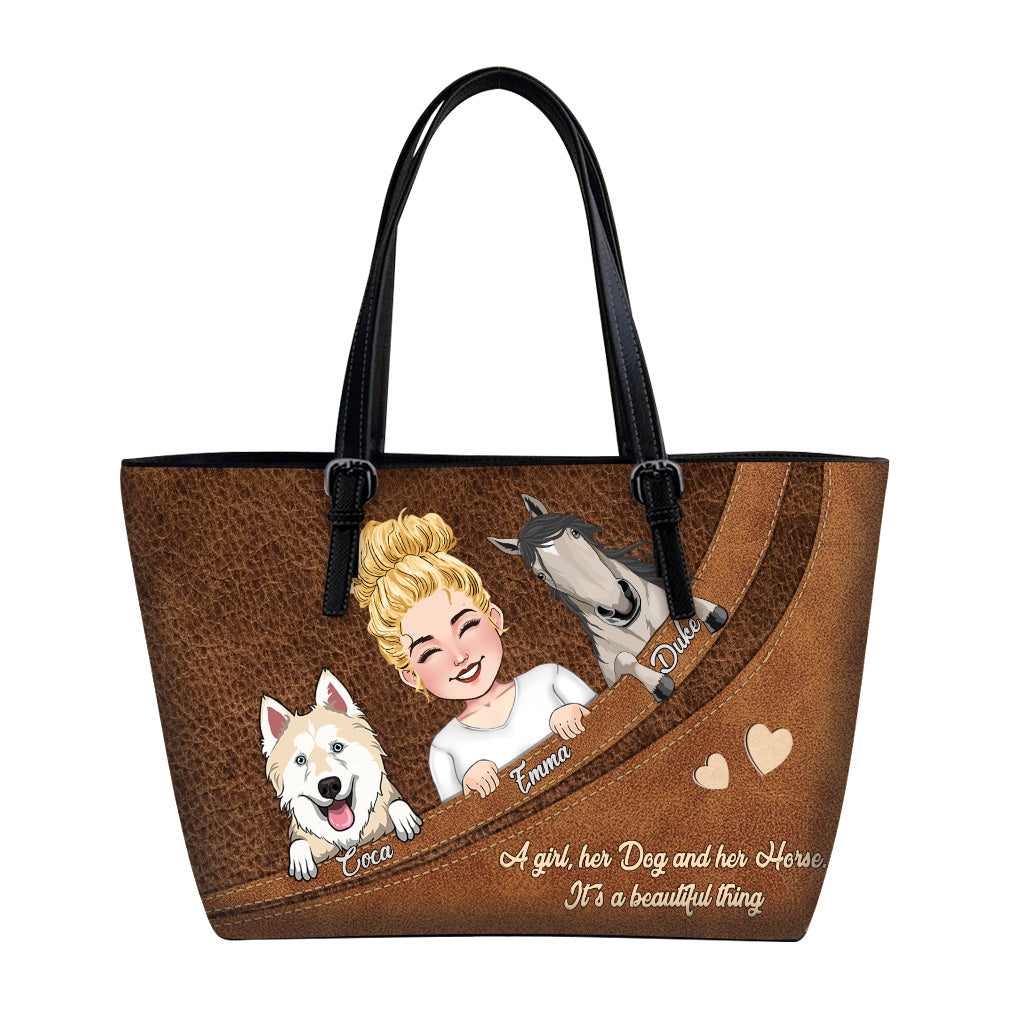 What A Beautiful Thing - Horse gift for dog lover, cat lover - Personalized Leather Bag