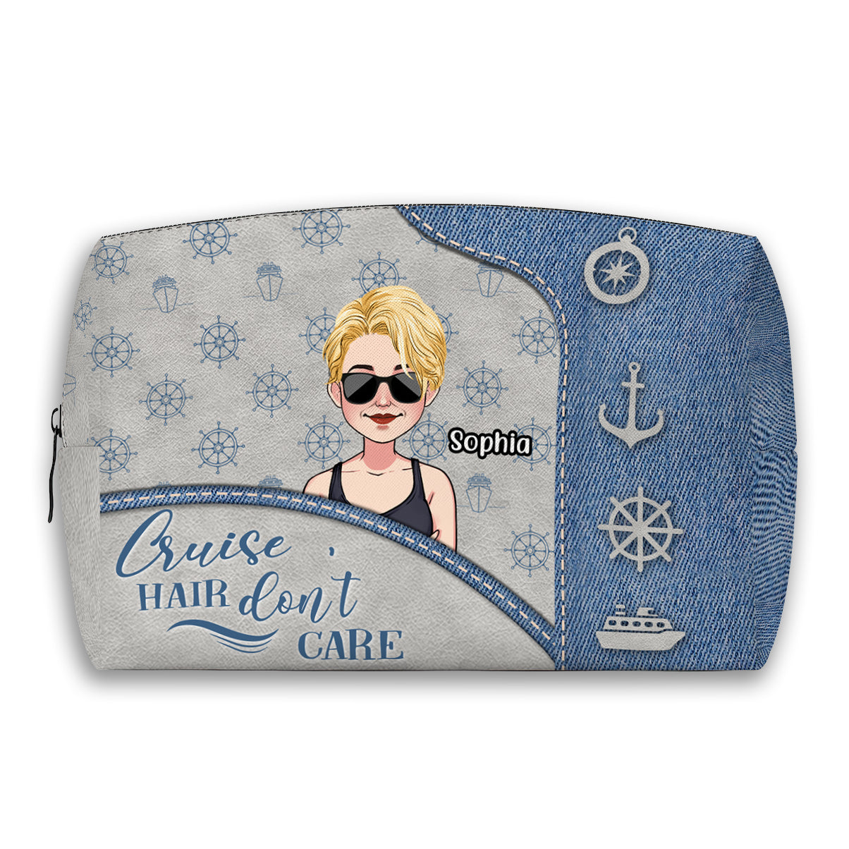 Cruise Hair Don't Care - Personalized Cruising Makeup Bag