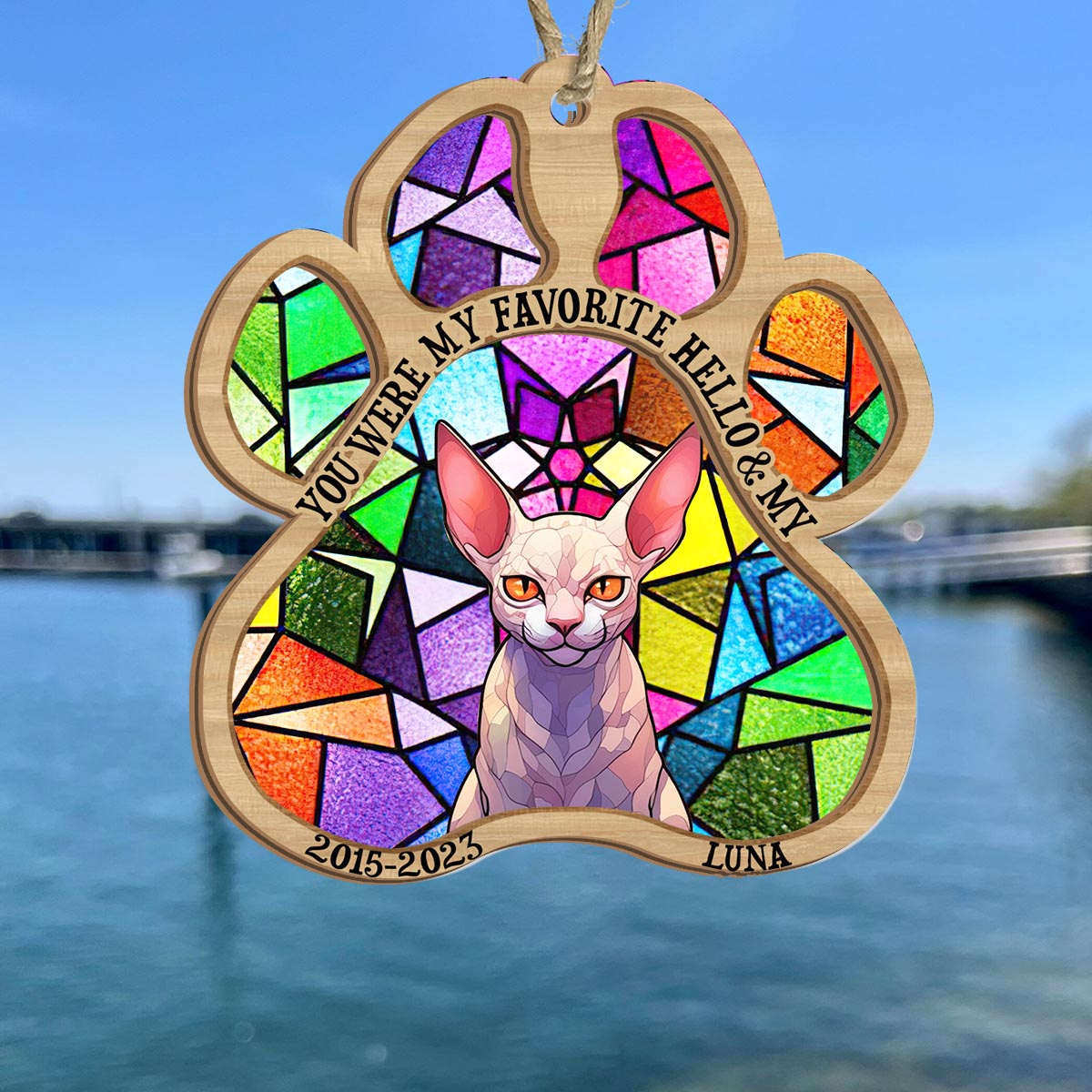 Discover You Left Paw Prints On My Heart - Dog gift for who lose dog, who lose cat - Personalized Suncatcher