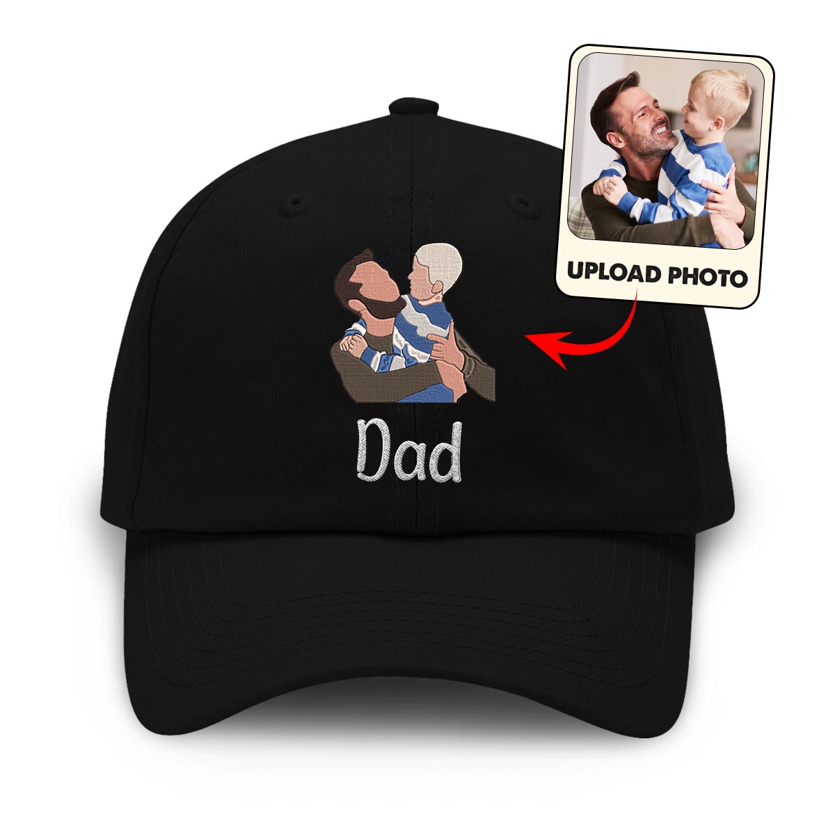 Custom 2D Photo - Personalized Step Dad Embroidered Classic Cap