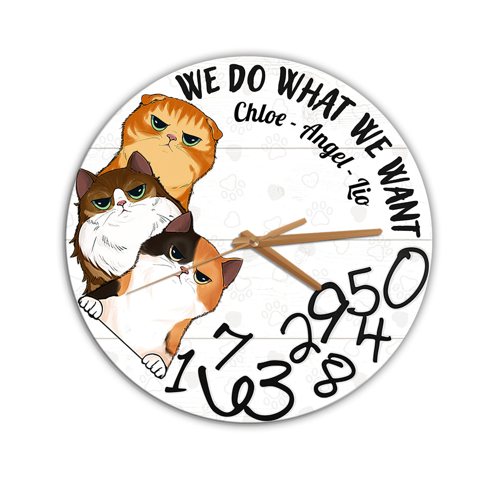 I Do What I Want - Personalized Cat Wall Clock