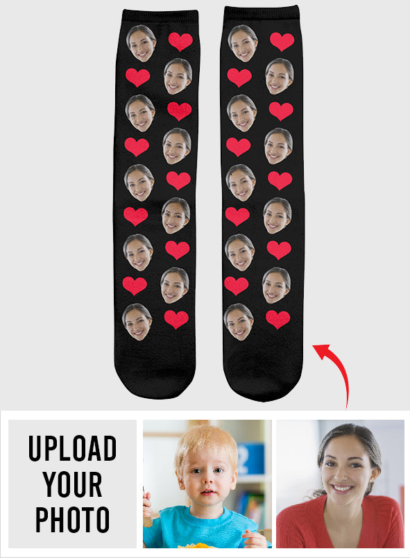 Custom Face Heart Pattern - Personalized Step Mom Socks