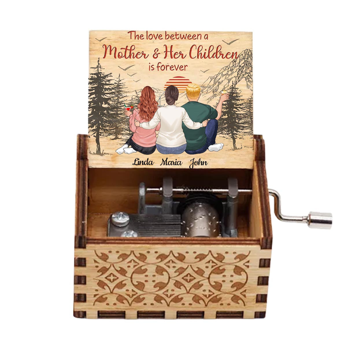 Love Forever - Gift for mom, daughter, son - Personalized Hand Crank Music Box