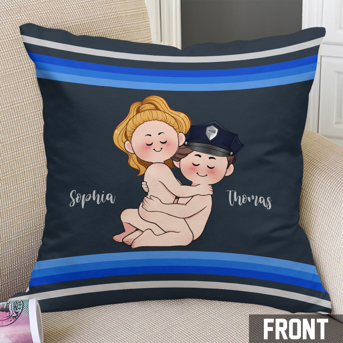 I Do Love The Police - Personalized Couple Throw Pillow