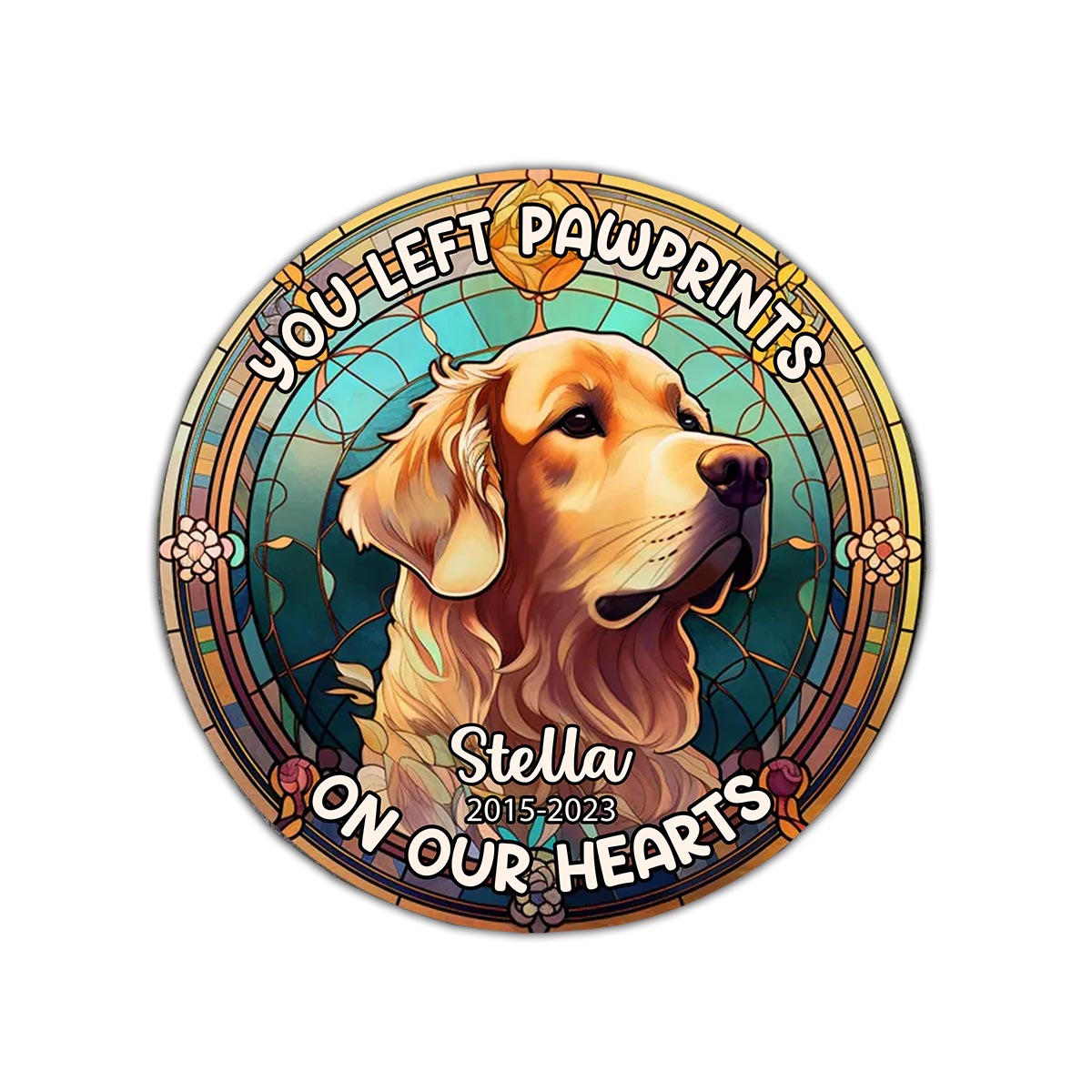 You Left Paw Prints On My Heart - Personalized Dog Round Shaped Stone