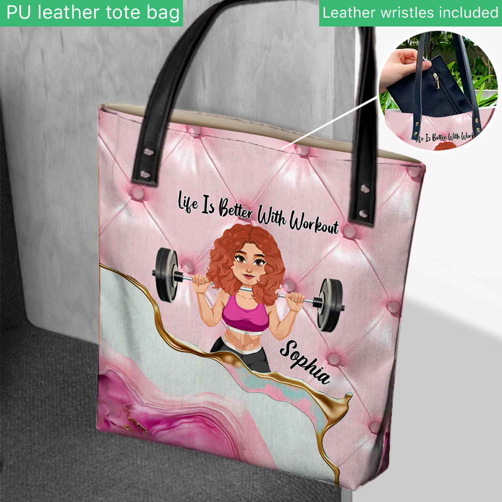 Life Is Better With Workout - Personalized Fitness Tote Bag