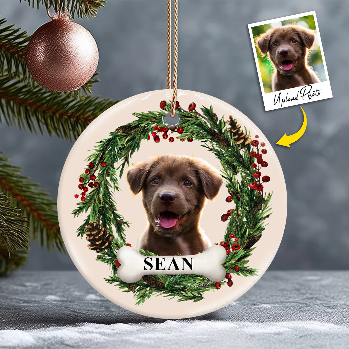 Lovely Dog/Cat Face - Personalized Dog Ceramic Circle Ornament