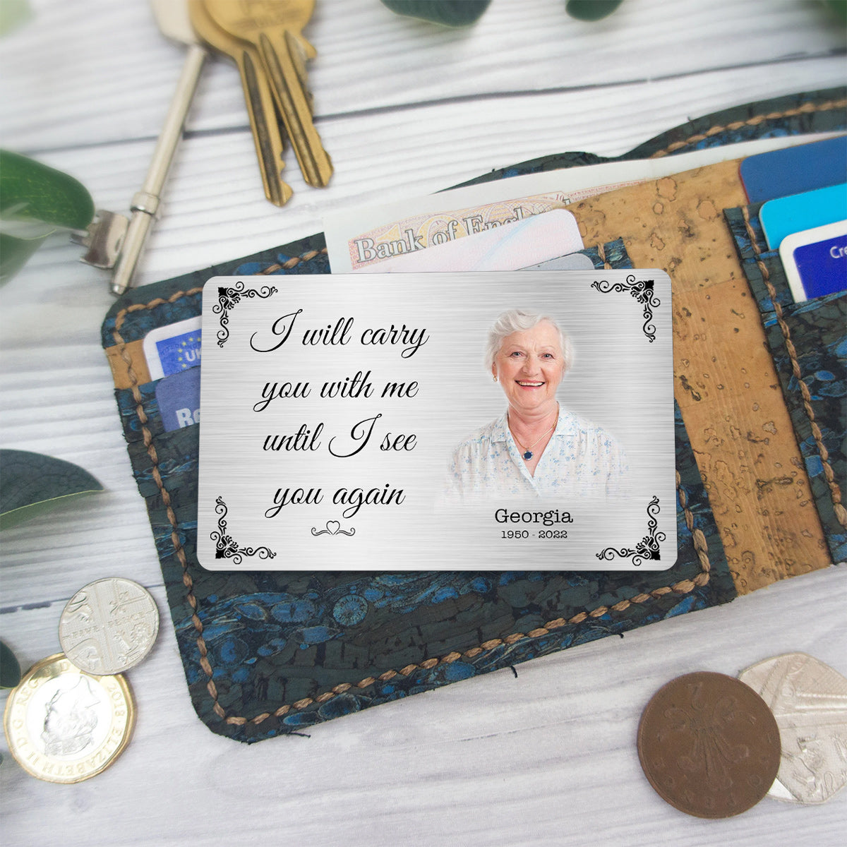 I Will Carry You With Me - Memorial gift for loss of - Personalized Wallet Insert Card