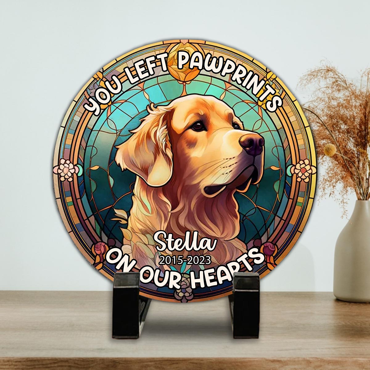 You Left Paw Prints On My Heart - Personalized Dog Round Shaped Stone