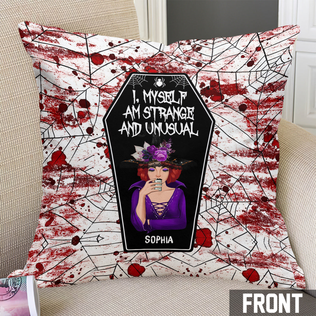 I Myself Am Strange and Unusual - Personalized Witch Throw Pillow