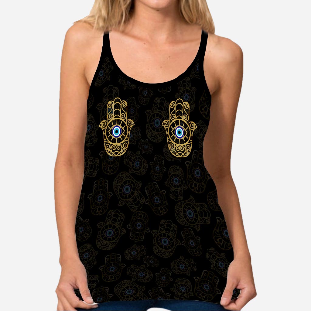 Namastay Away Hamsa Hands - Personalized Yoga Cross Tank Top