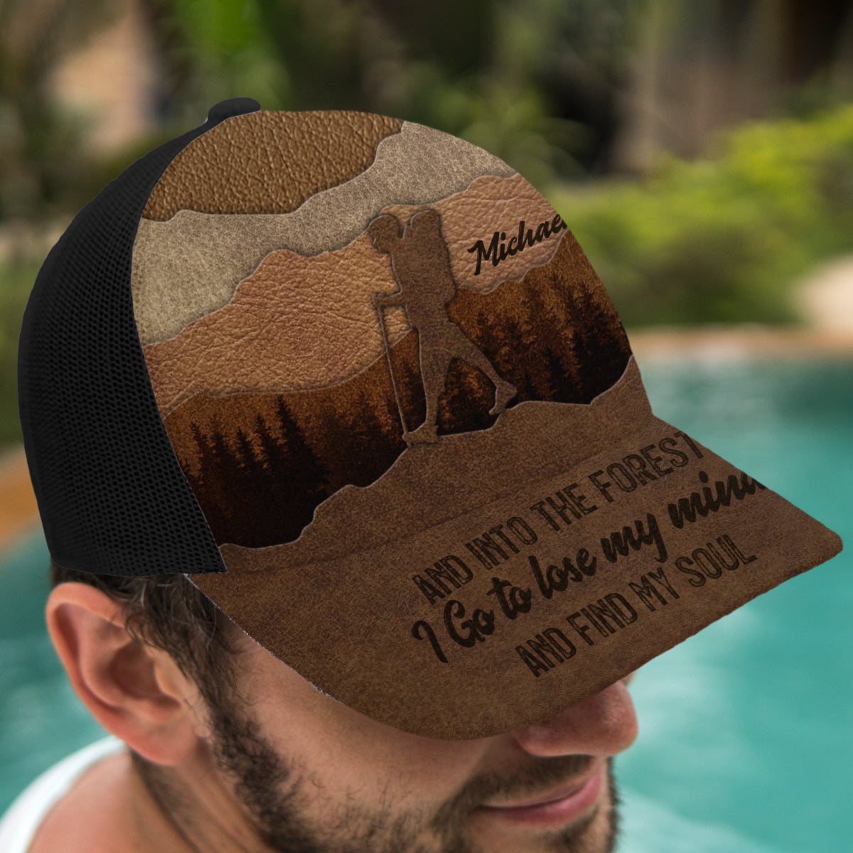 And Into The Forest I Go - Personalized Hiking Trucker Hat