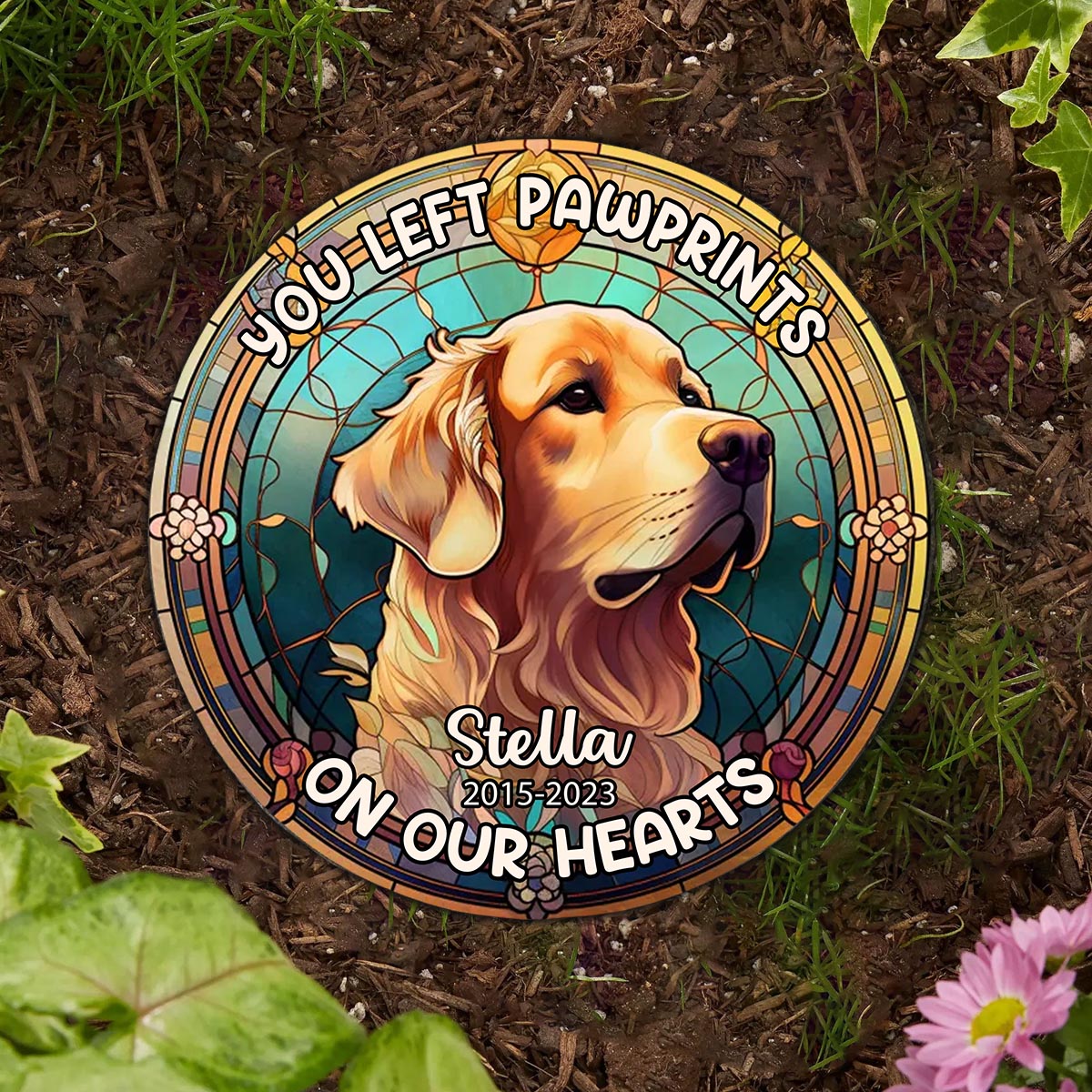 You Left Paw Prints On My Heart - Personalized Dog Round Shaped Stone