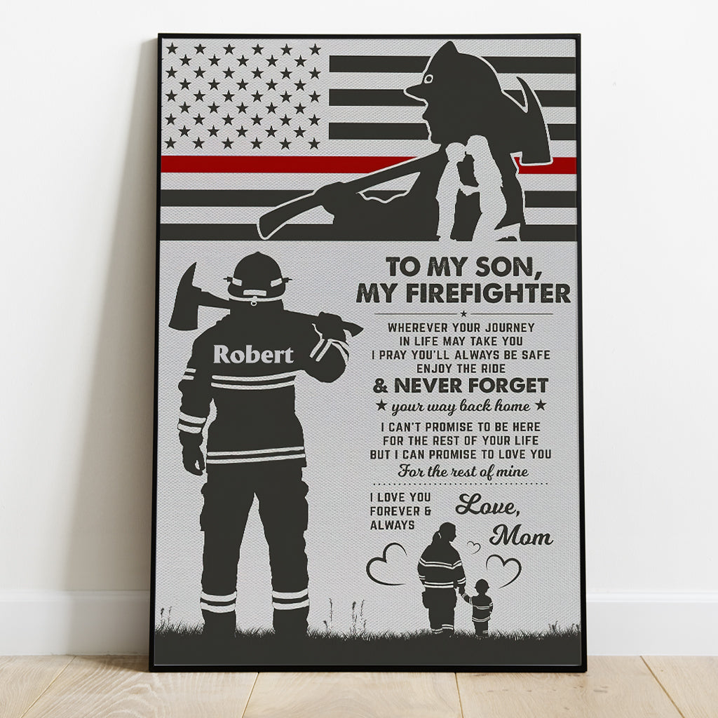 To My Firefighter - Personalized Firefighter Canvas And Poster