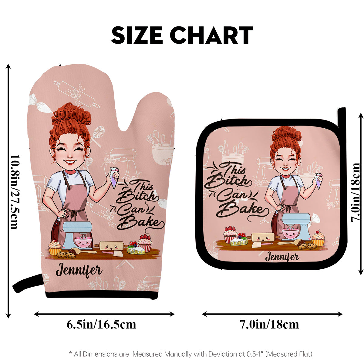 This B Can Bake - Personalized Baking Oven Mitts & Pot Holder Set