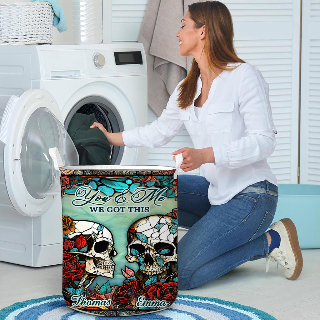 Skull Couple - Skull gift for husband, wife, boyfriend, girlfriend - Personalized Laundry Basket