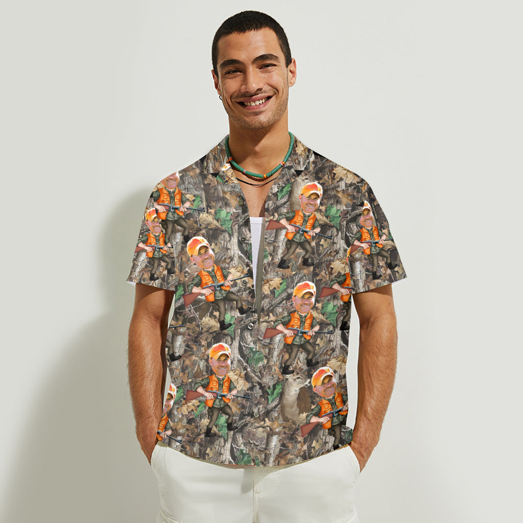 Discover Custom Photo Inserted Hunter - Personalized Hunting Dad Hawaiian Shirt