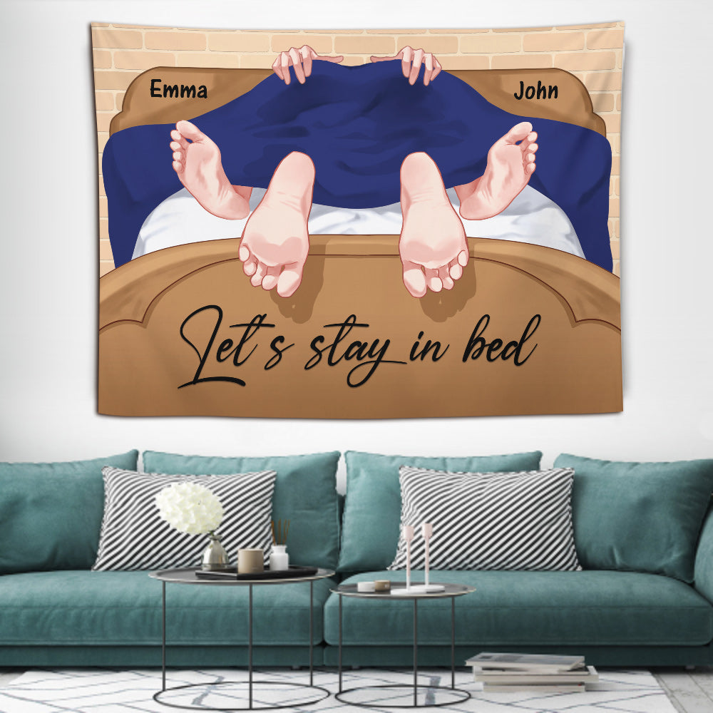 Let's Stay In Bed - Personalized Couple Wall Tapestry