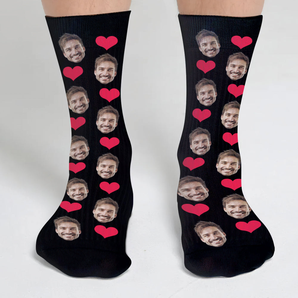 Custom Face Heart Pattern - Personalized Uncle Socks