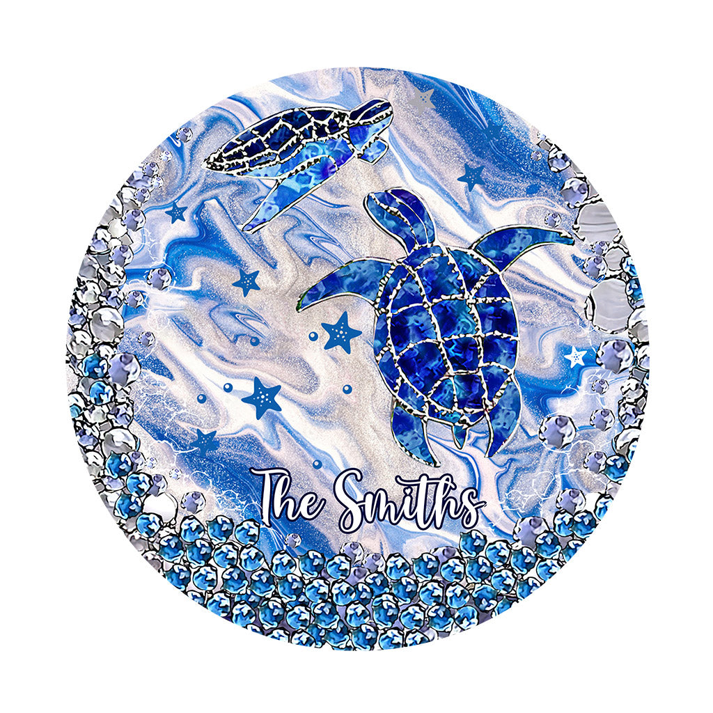 Blue Sea Turtles - Personalized Turtle Shaped Doormat