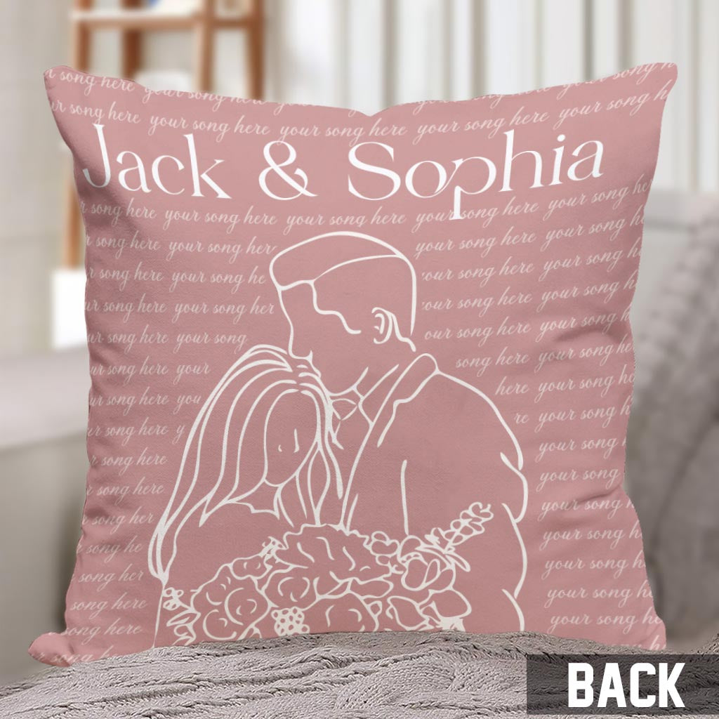 Wedding Song Lyrics Print - Personalized Husband And Wife Throw Pillow