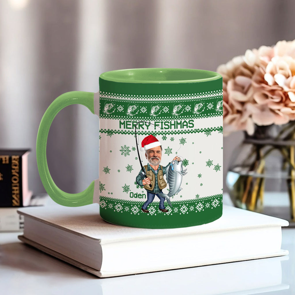 Merry Fishmas - Personalized Fishing Accent Mug