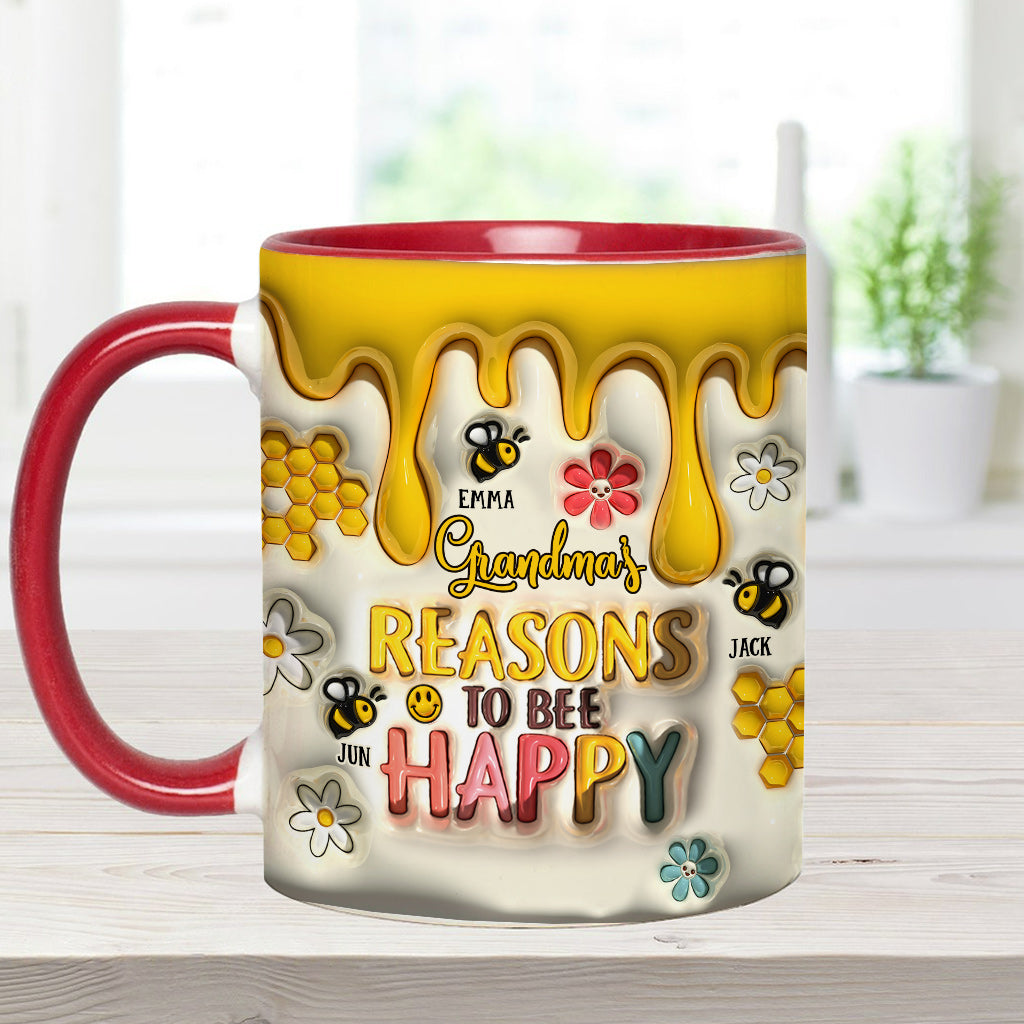 Grandma’s Reasons To Bee Happy - Gift for grandma - Personalized Accent Mug