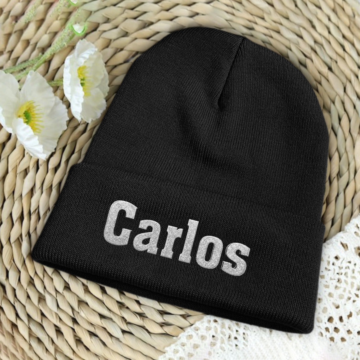 Custom Name - Personalized Couple Embroidered Beanie