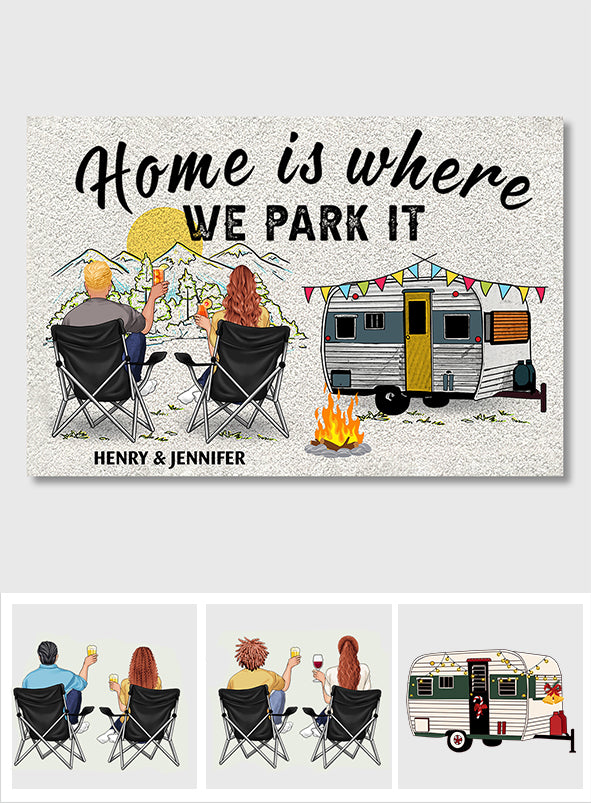 Home Is Where We Park It - Personalized Camping Doormat