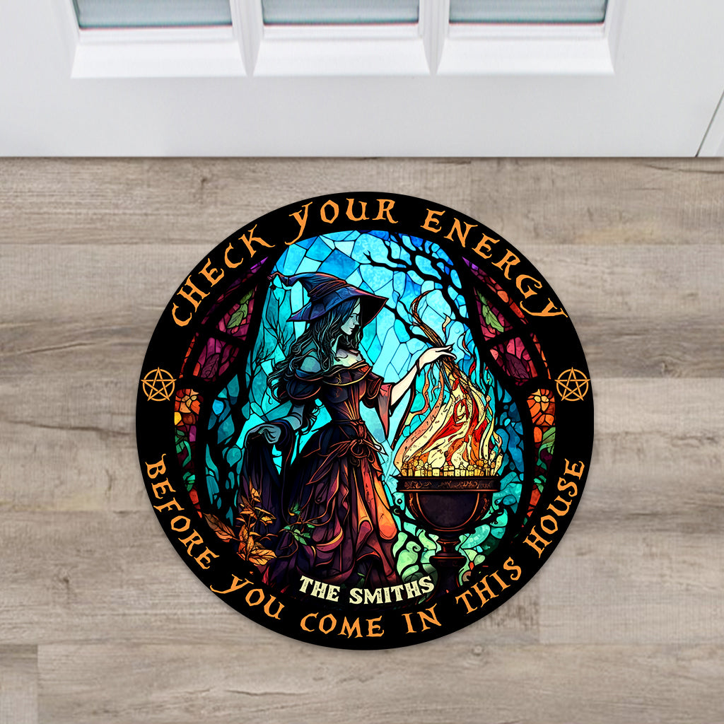 Check Ya Energy - Personalized Witch Shaped Doormat