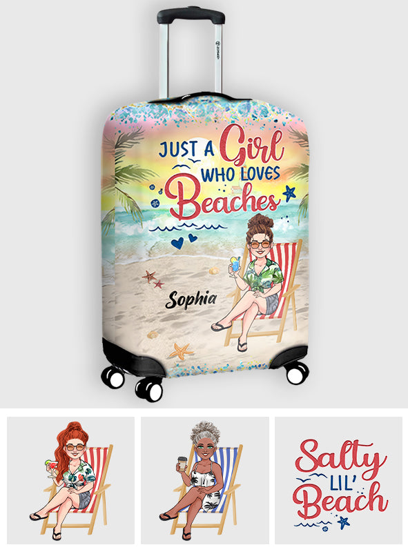 Just A Girl Who Loves Beach - Personalized Sea Lover Luggage Cover