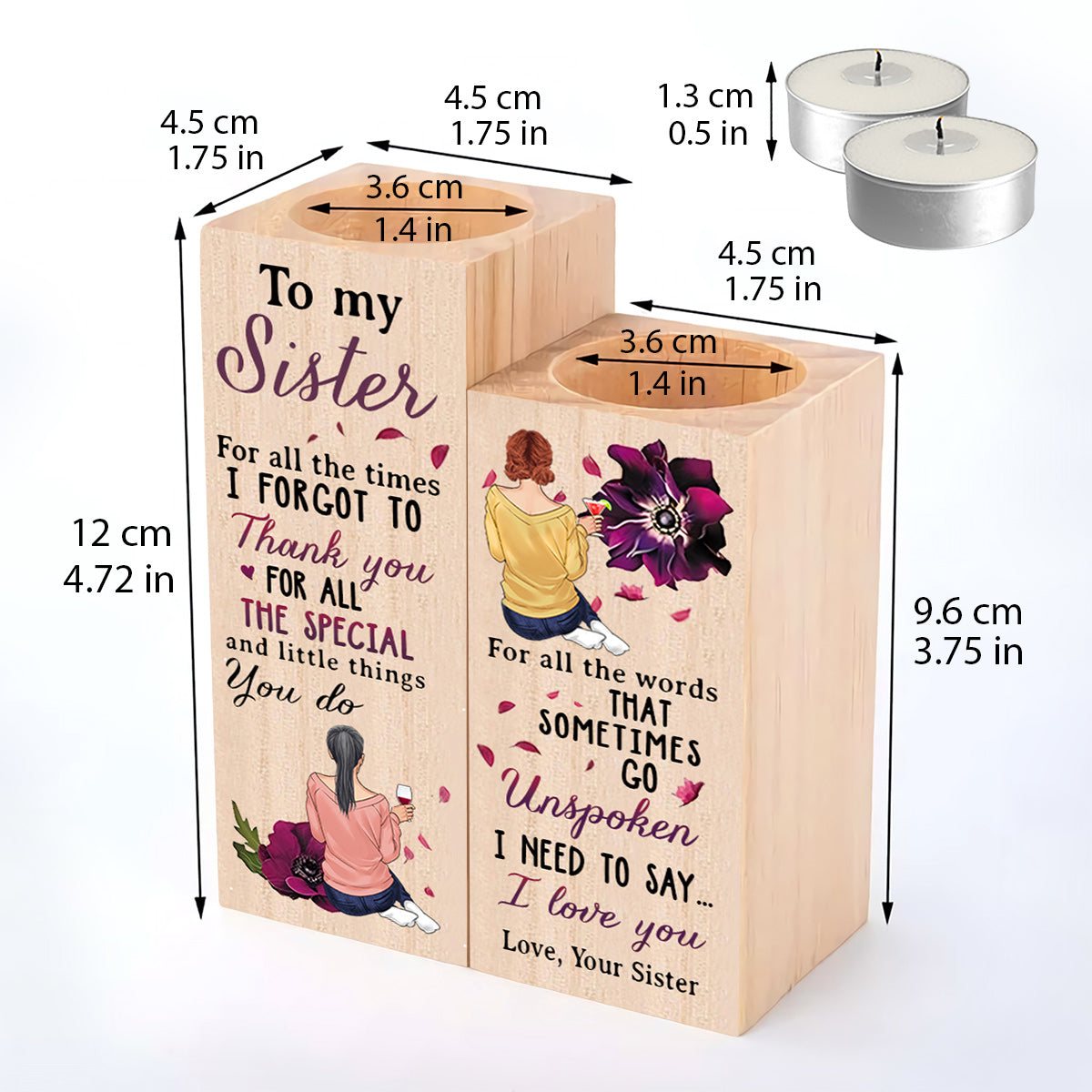 To My Sister - Personalized Sister Candle Holder