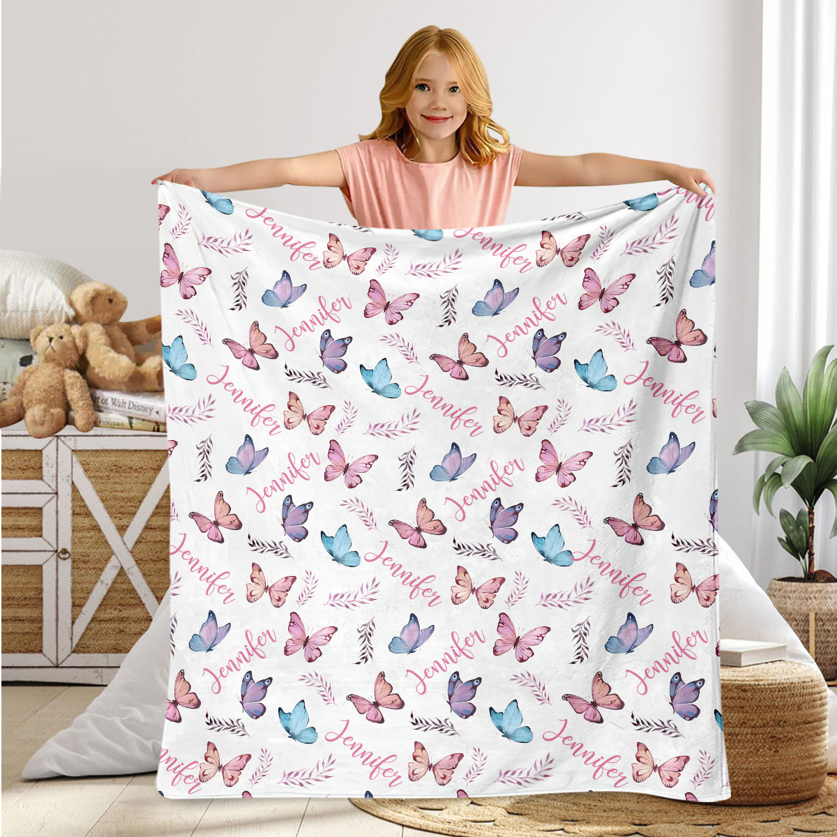 Butterfly Custom Name - Personalized Kid Blanket