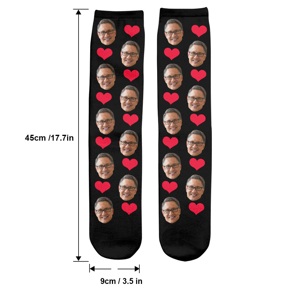 Custom Face Heart Pattern - Personalized Step Dad Socks