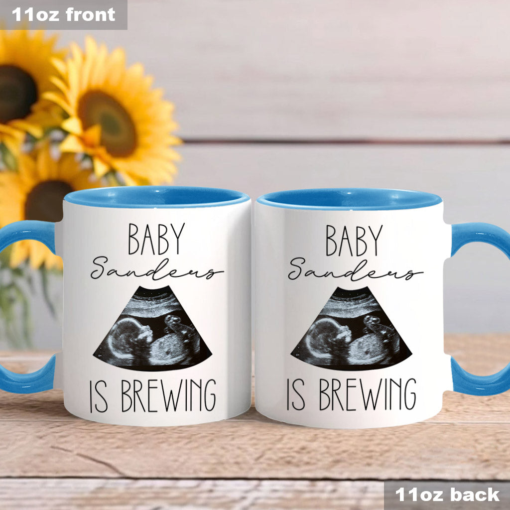 Baby Is Brewing Baby Ultrasound Photo - Pregnancy gift for wife - Personalized Accent Mug