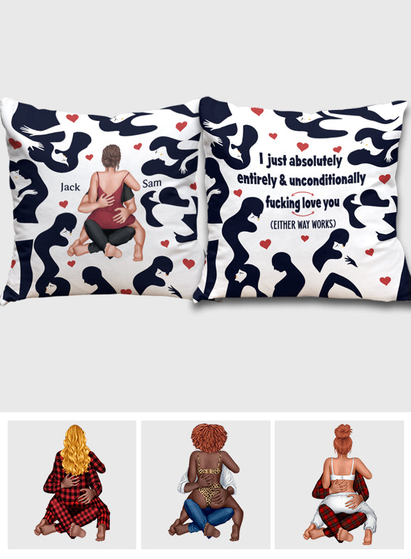 I Just Absolutely Entirely & Unconditionally F*cking Love Lou - Personalized Couple Throw Pillow