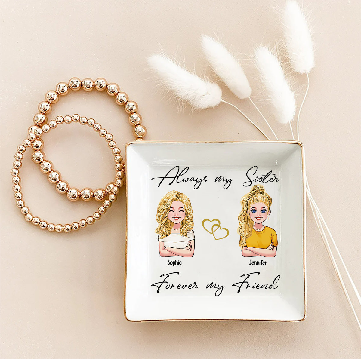 Always My Sisters - Personalized Sister Jewelry Dish