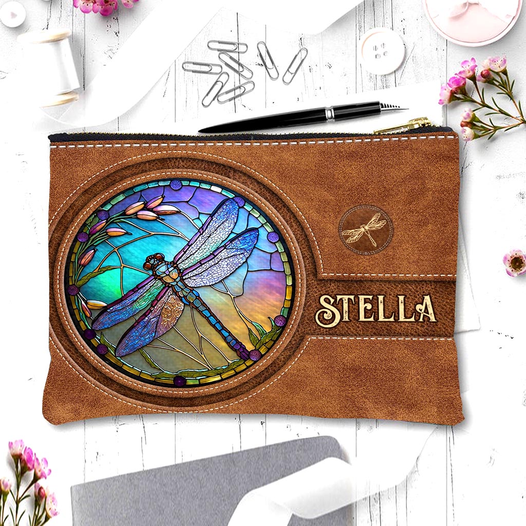 Discover Stained Glass Dragonfly - Personalized Dragonfly Makeup Bag